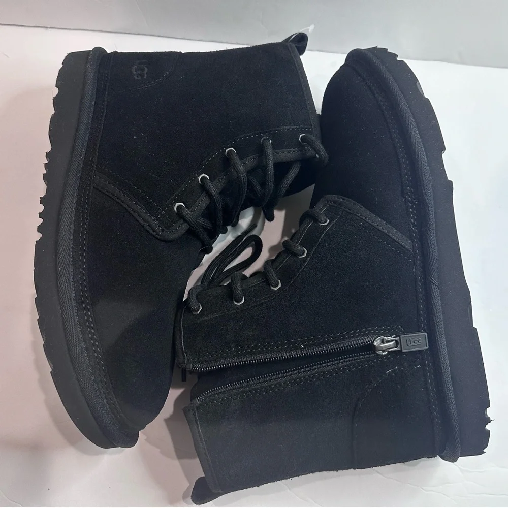 Black Suede Lace-Up Boots